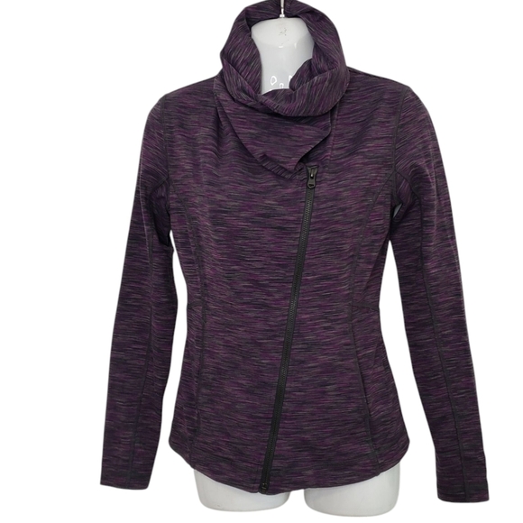 Lucy Purple Zip-Up Jacket Athleisure Jogging Asymmetric Zipper Cowl Neck Sz XS - Picture 12 of 12